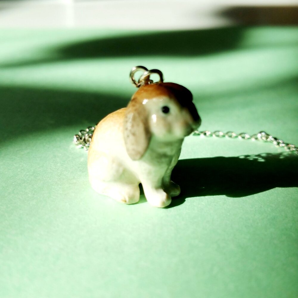 Bunny Rabbit Porcelain Necklace ceramic bunny animal pendant rabbit necklace…